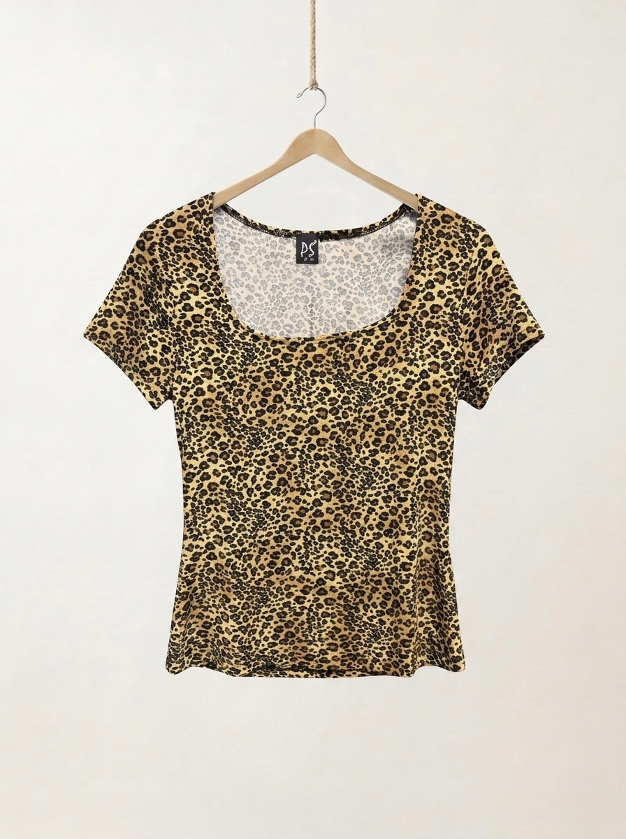Leopard Y2K Baby Tee