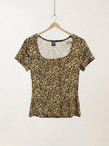 Leopard Y2K Baby Tee