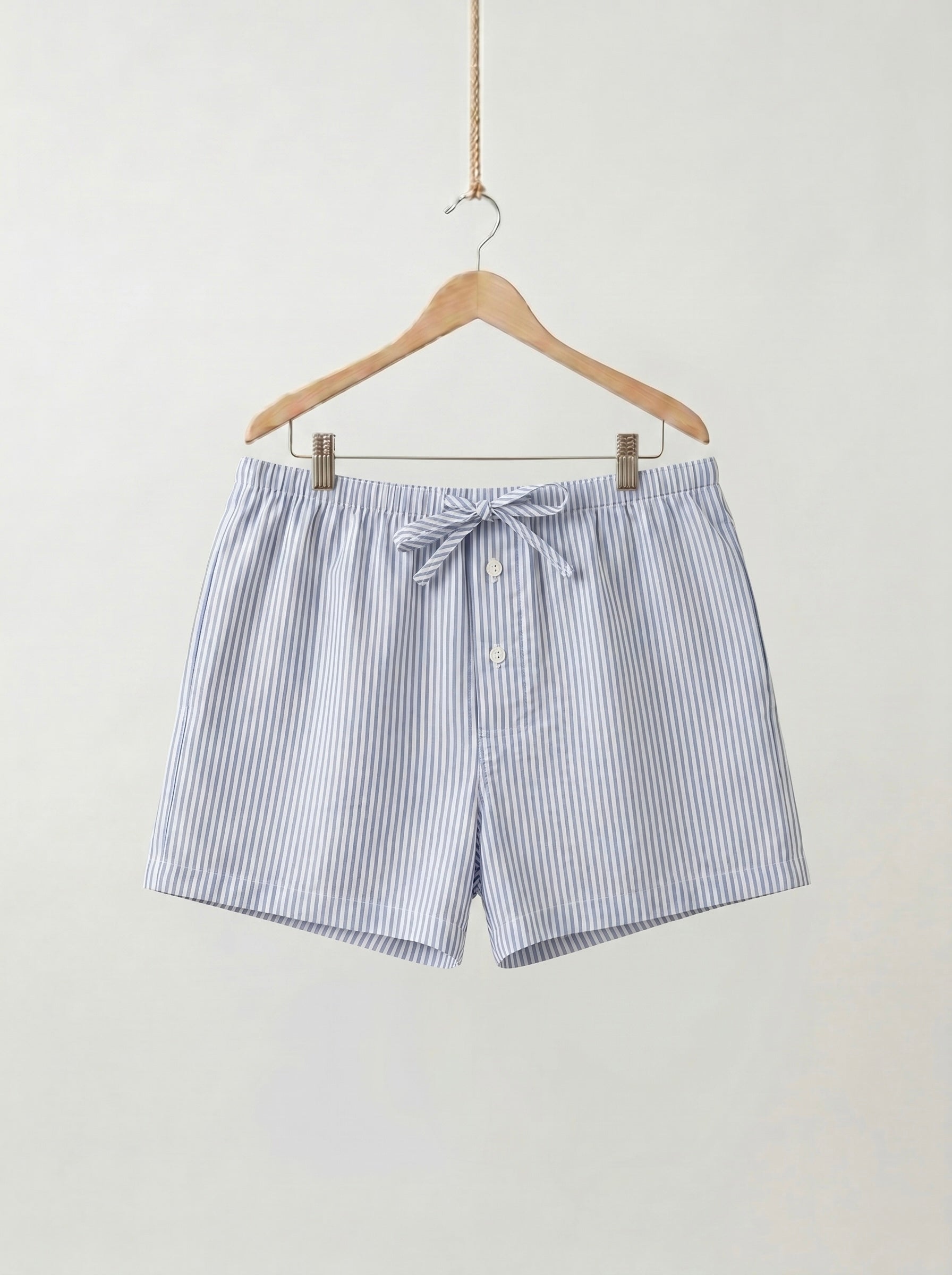Blue and White Striped Shorts