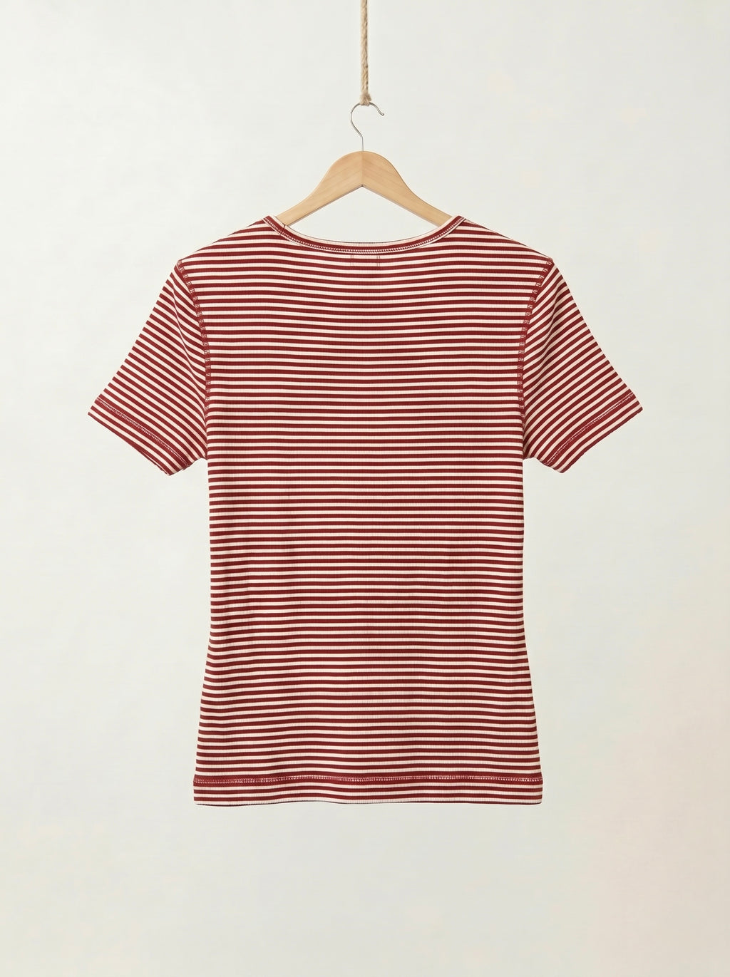 Red & White Striped Button Up T-Shirt