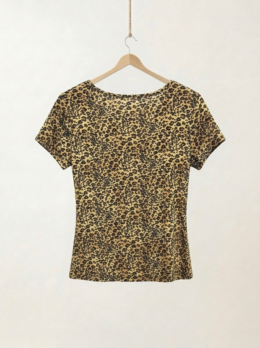 Leopard Y2K Baby Tee