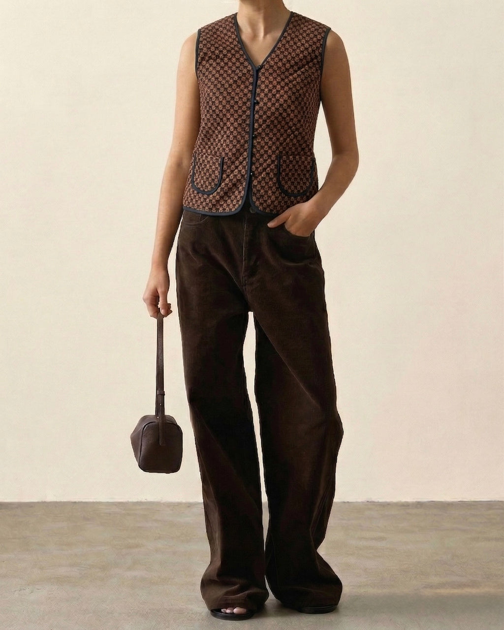 Brown Quilted Vest
