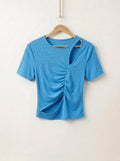 Blue Cut Out Scrunch Shirt