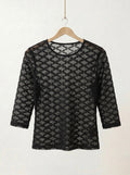 Black Sheer 3/4 Length Long Sleeve