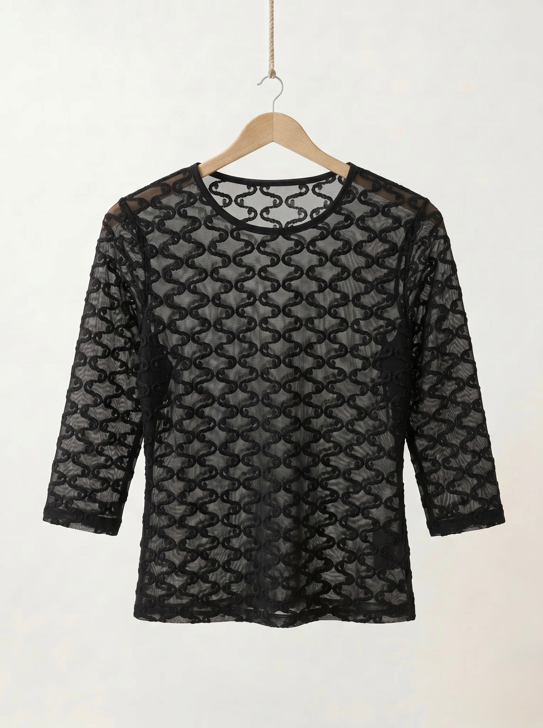 Black Sheer 3/4 Length Long Sleeve