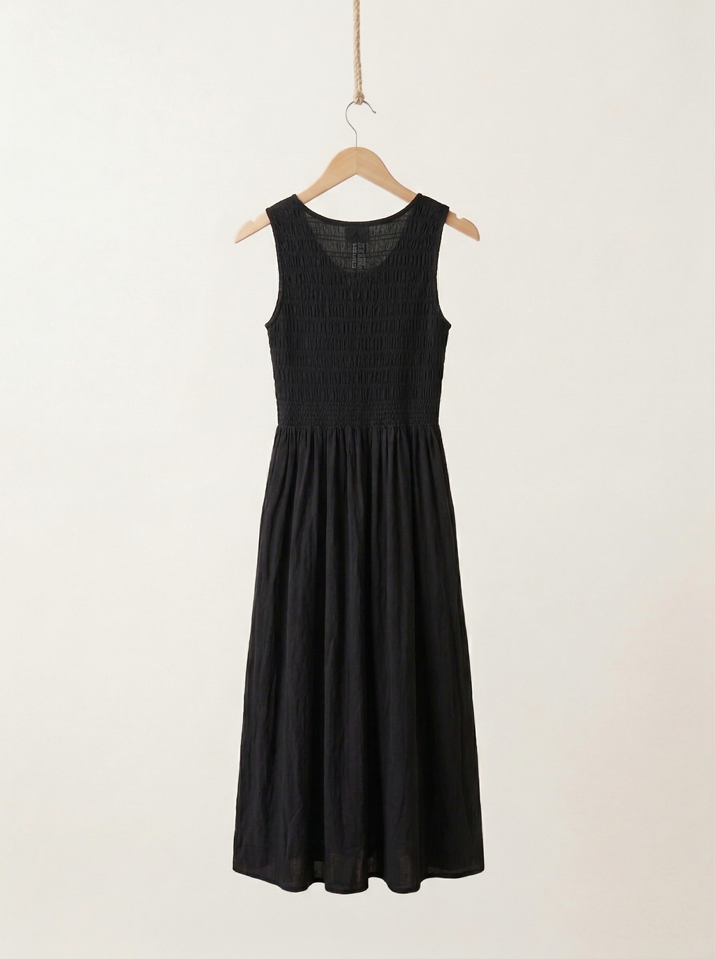 Sleeveless Black Smock Maxi Dress