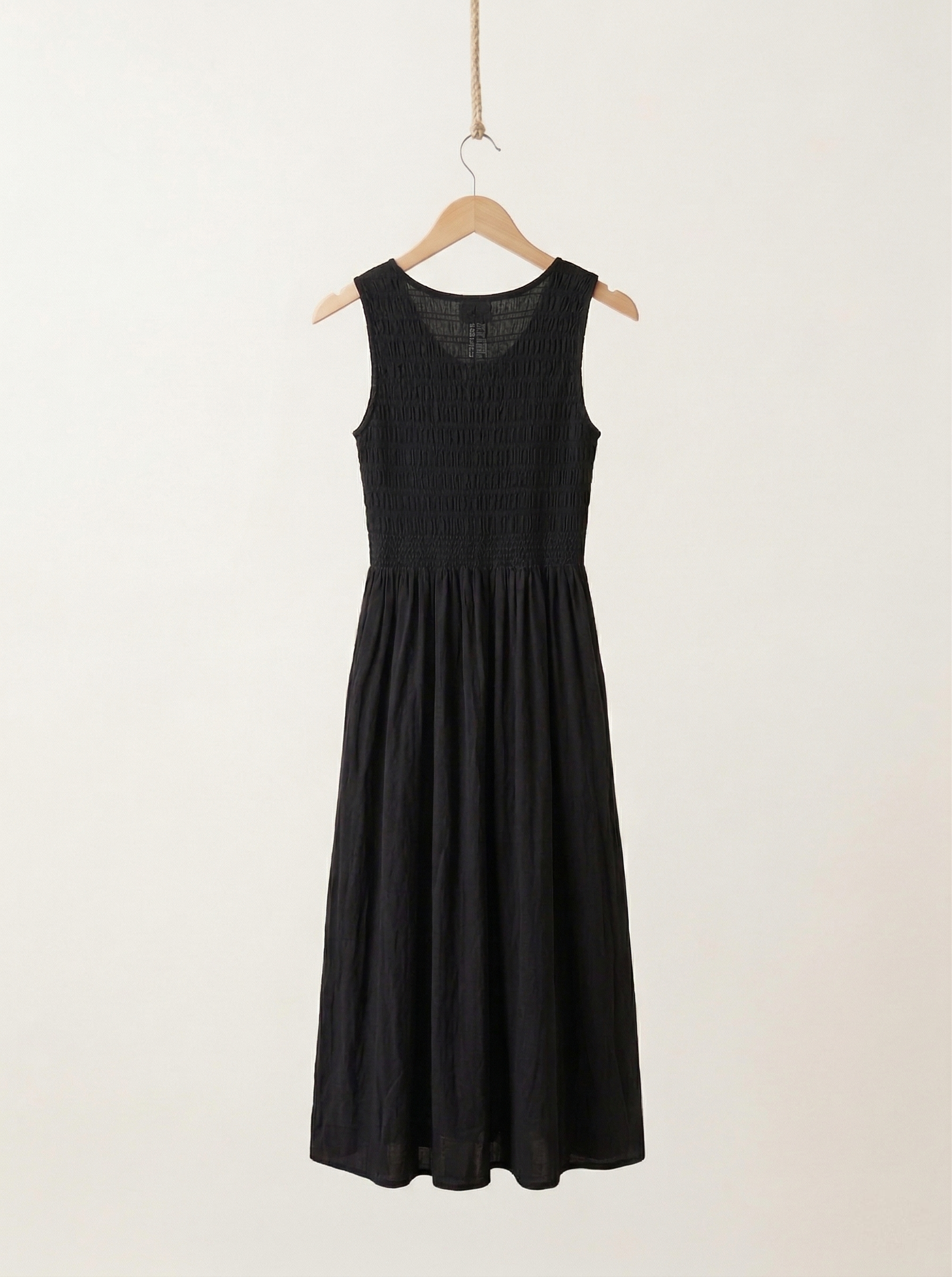 Sleeveless Black Smock Maxi Dress