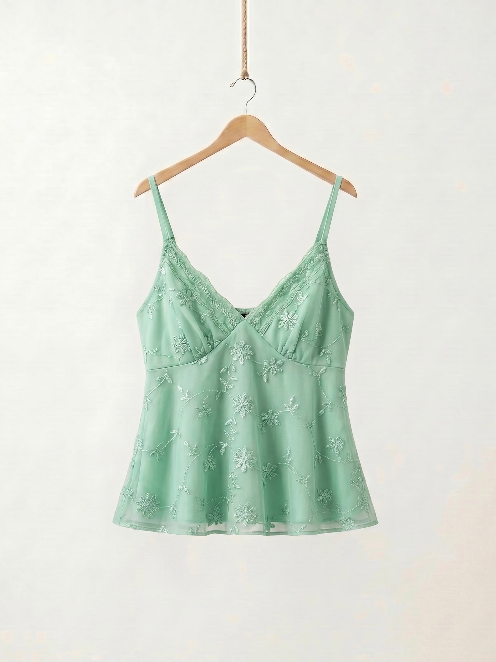 Floral Green Mesh Tank