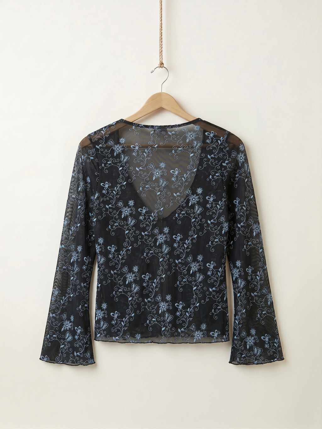 Sheer Black & Blue Floral Shirt