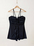 Black Y2K Strappy & Ruffled Top