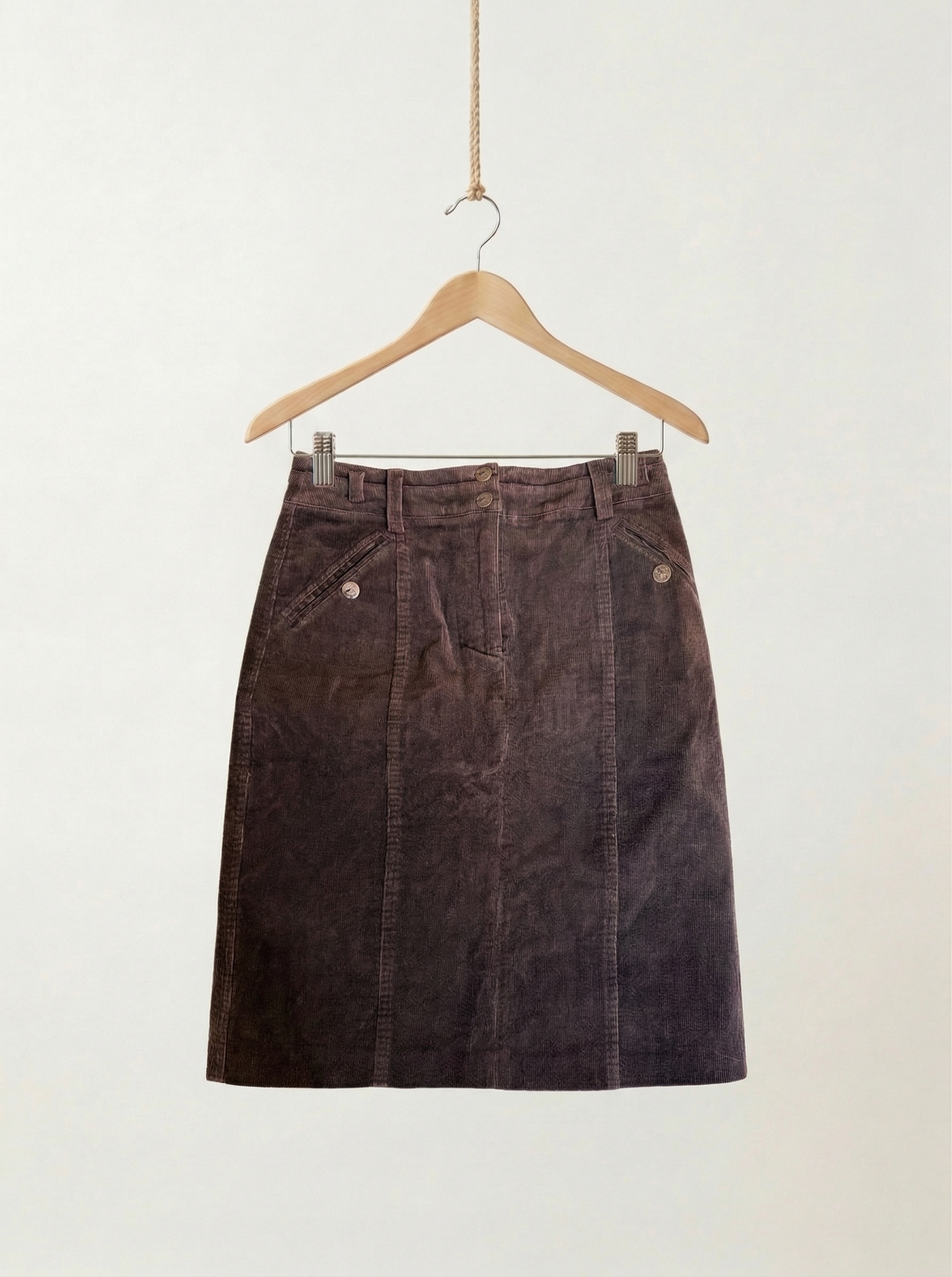 Corduroy Brown Midi Skirt