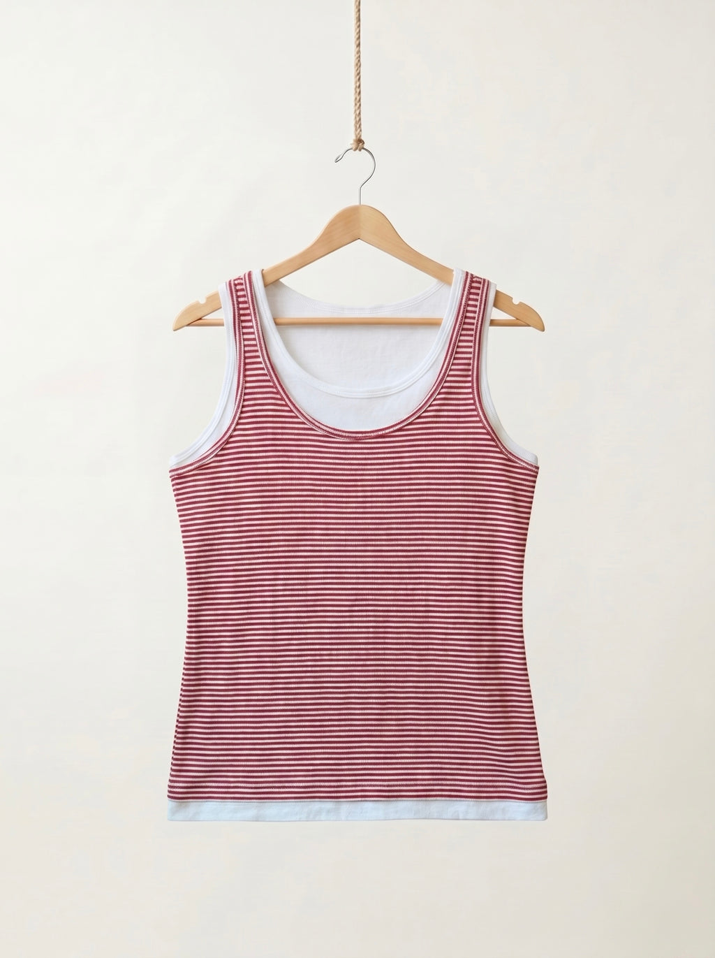 Red & White Striped Layered Tank