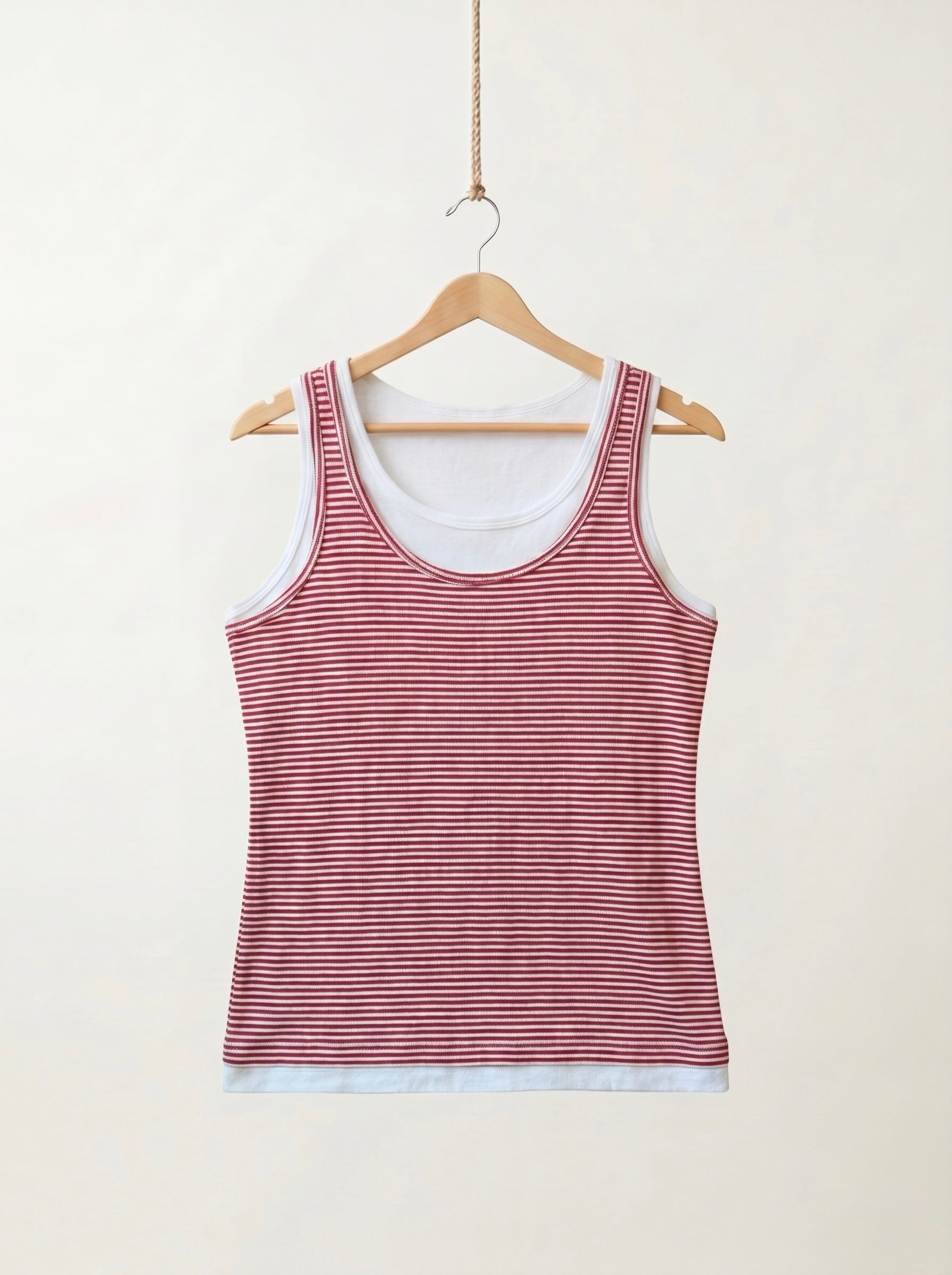 Red & White Striped Layered Tank