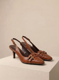Alfani Brown Leather Slingback Heels