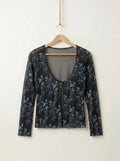 Sheer Black & Blue Floral Shirt