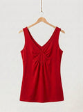 Red V-Neck Y2K Tank