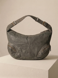 Studded Grey Leather Hobo Bag – Danier