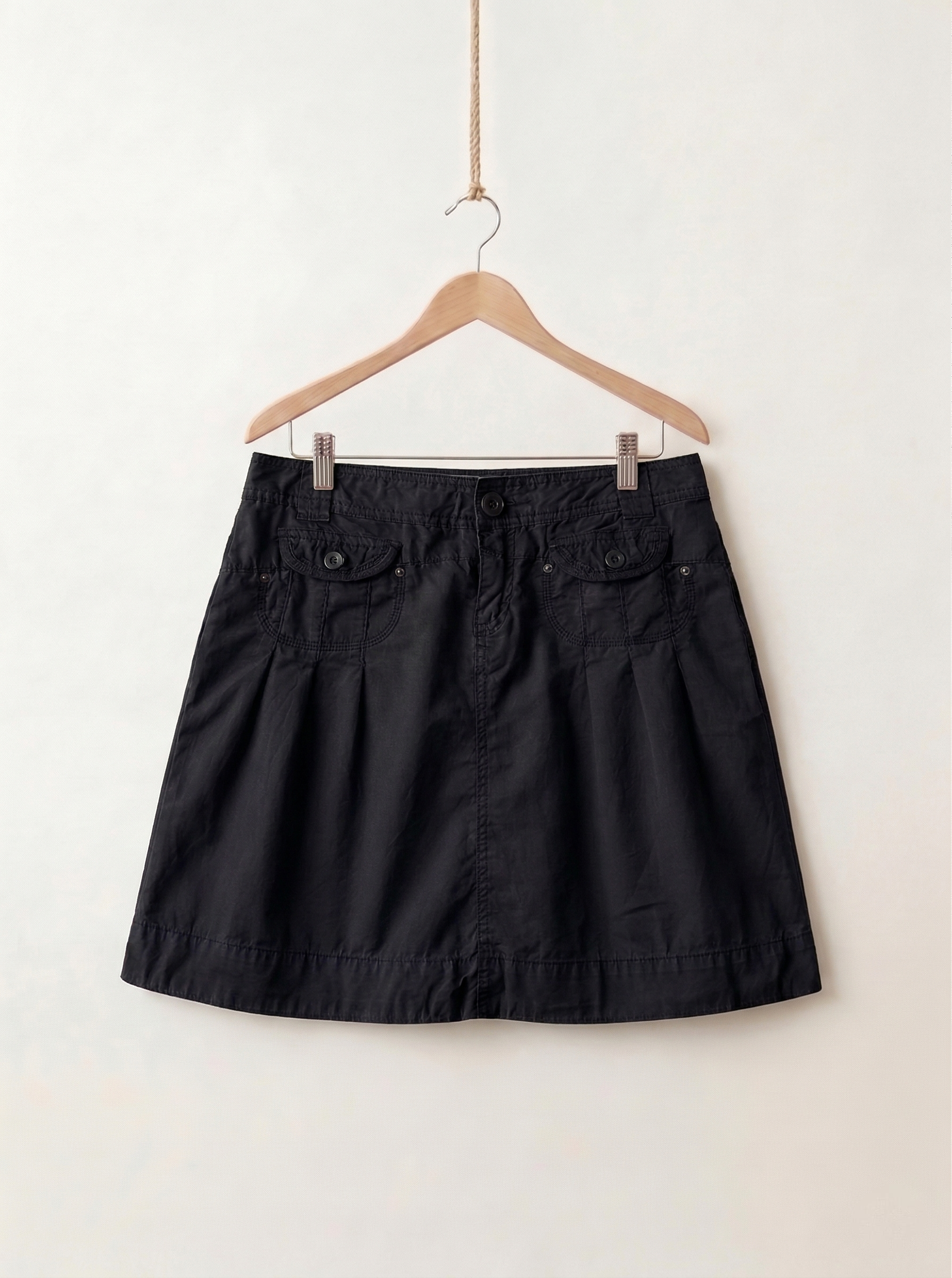 Black Cargo Mini Skirt
