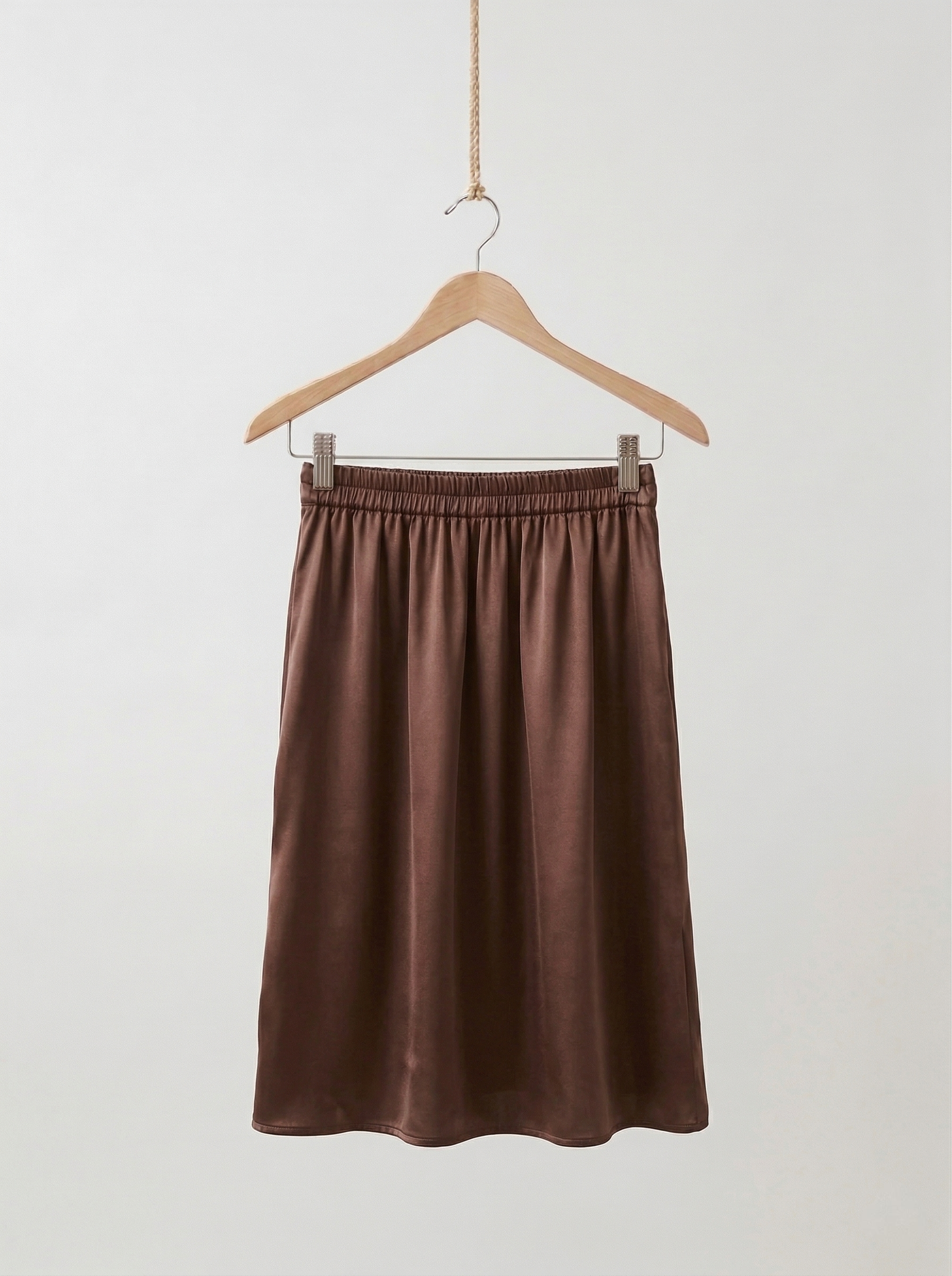 Brown Satin Midi Skirt – Tags on