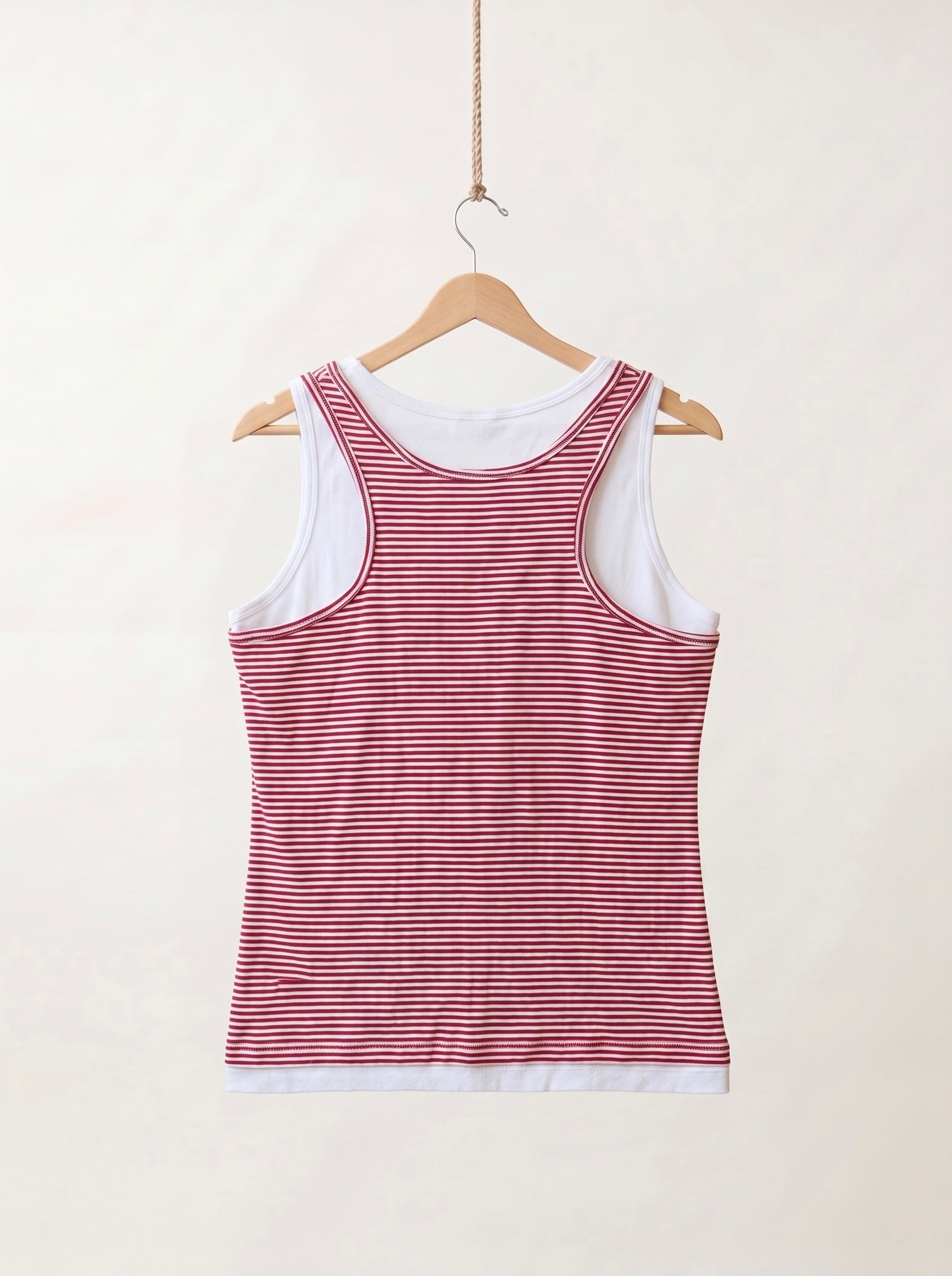 Red & White Striped Layered Tank