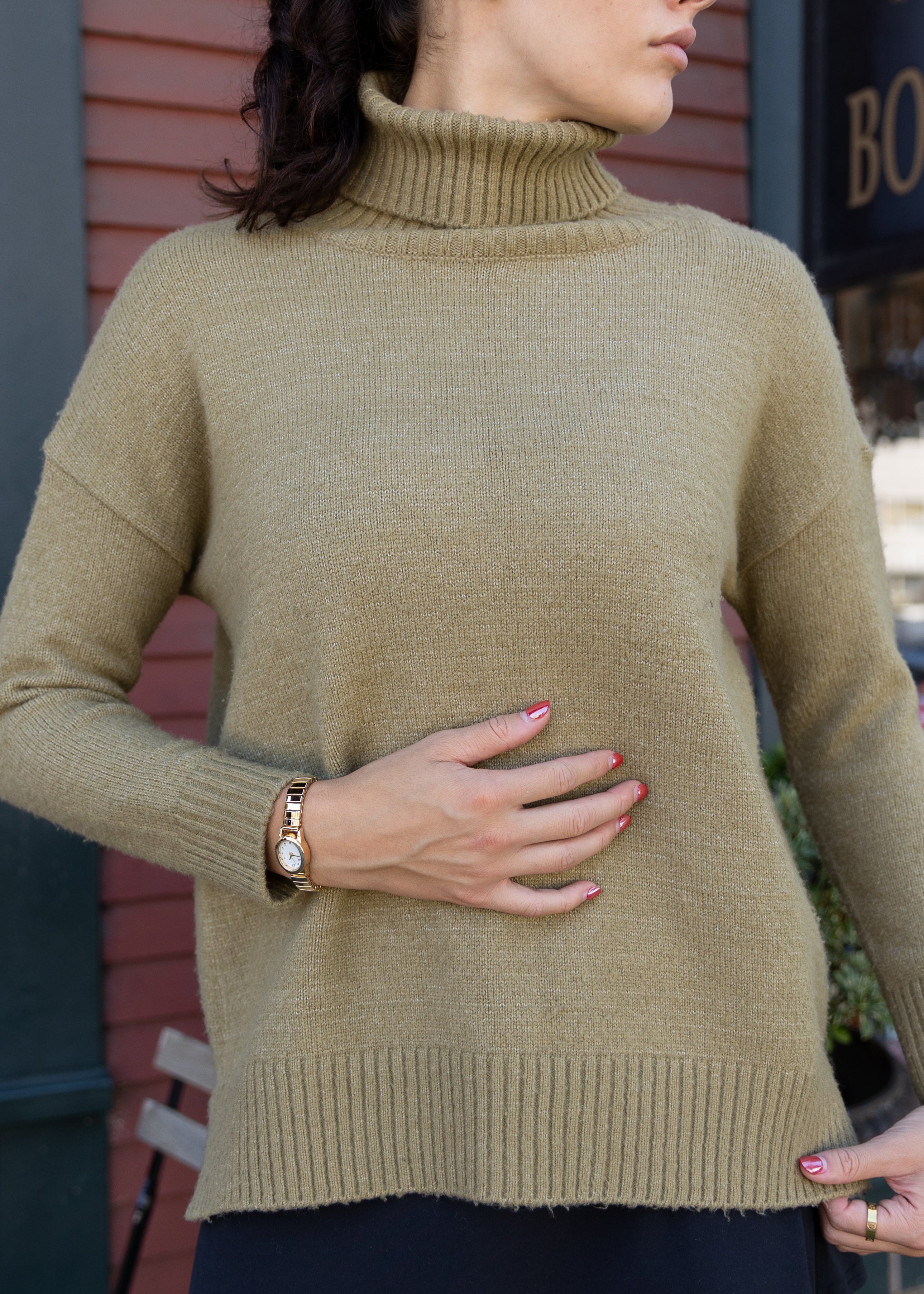 Green Turtleneck Sweater