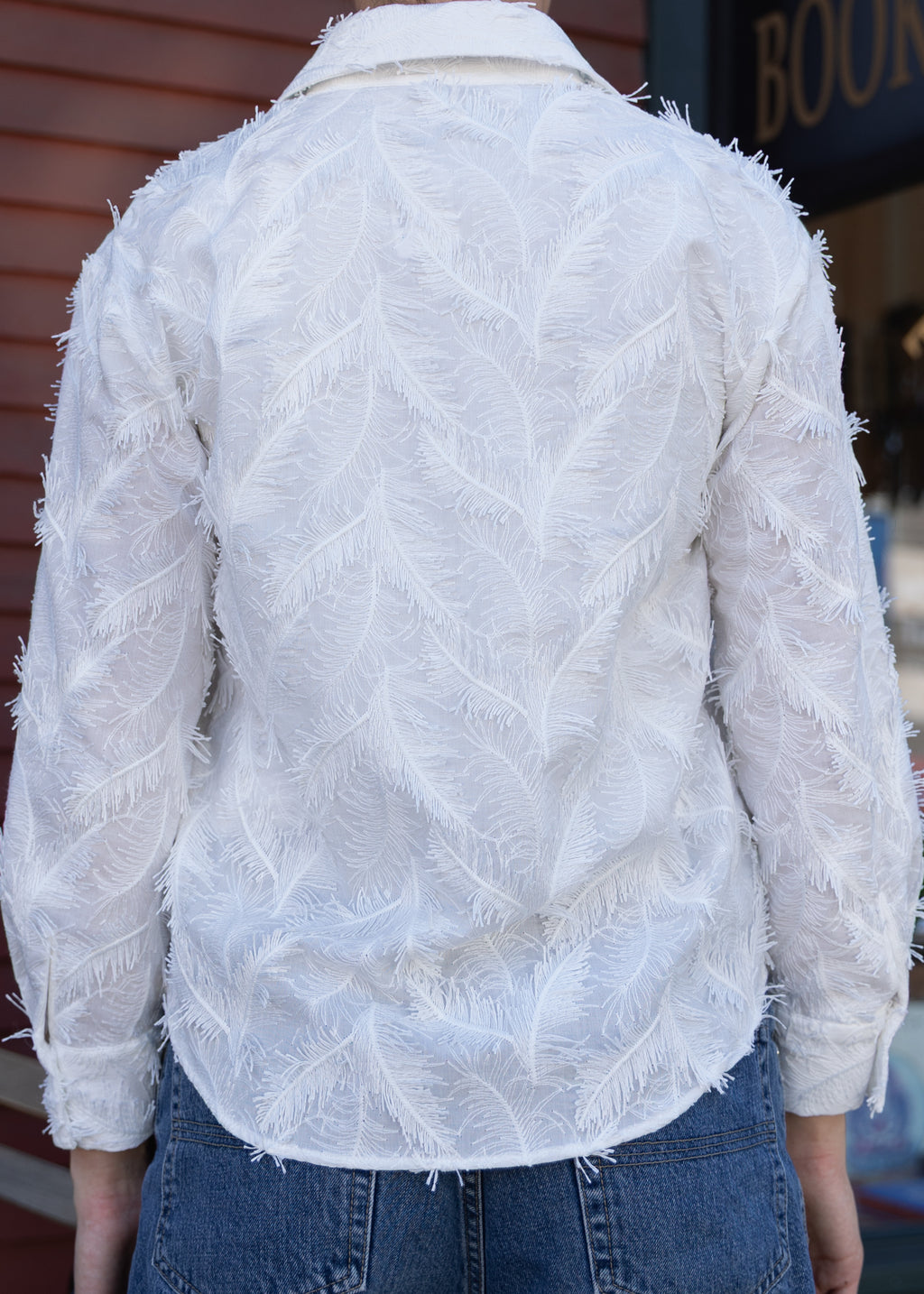 Feathery White Button-Up