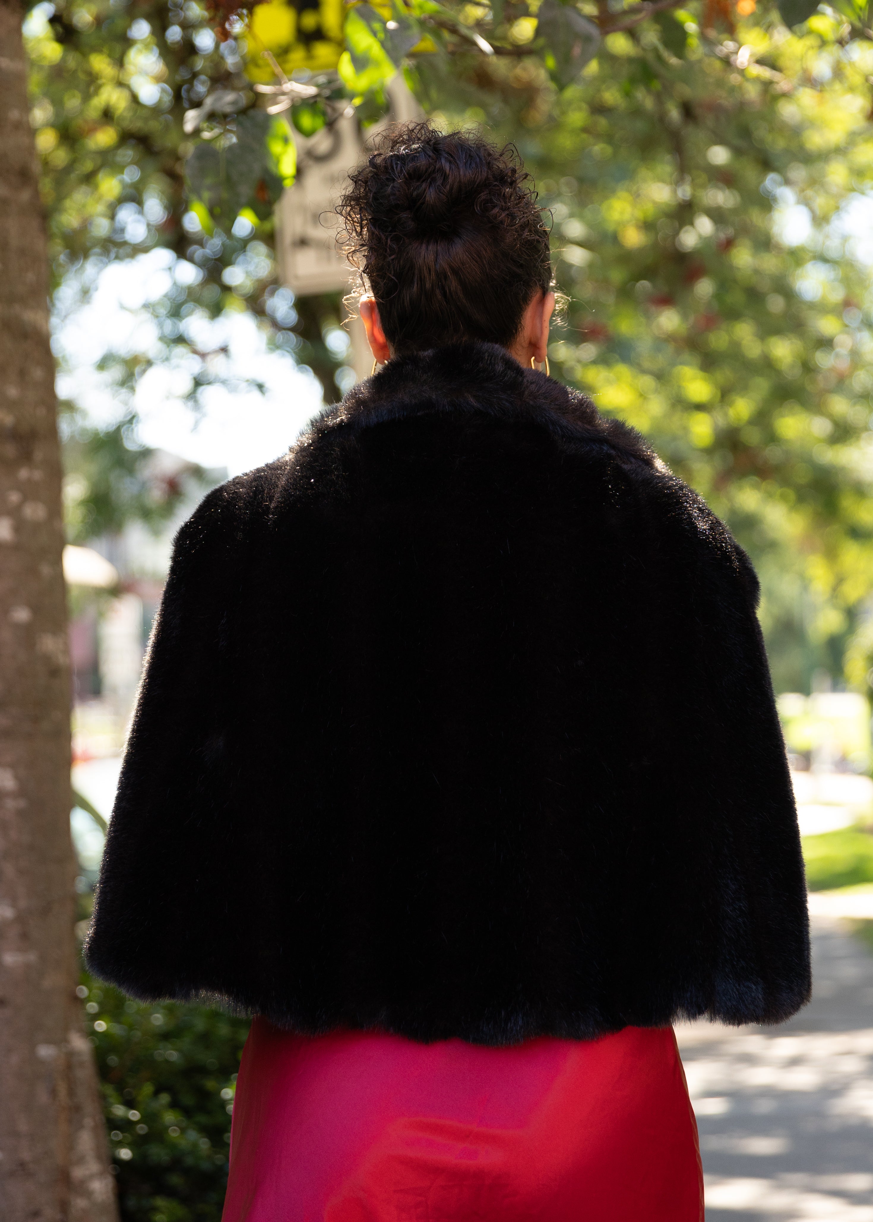 Faux Fur Black Shawl