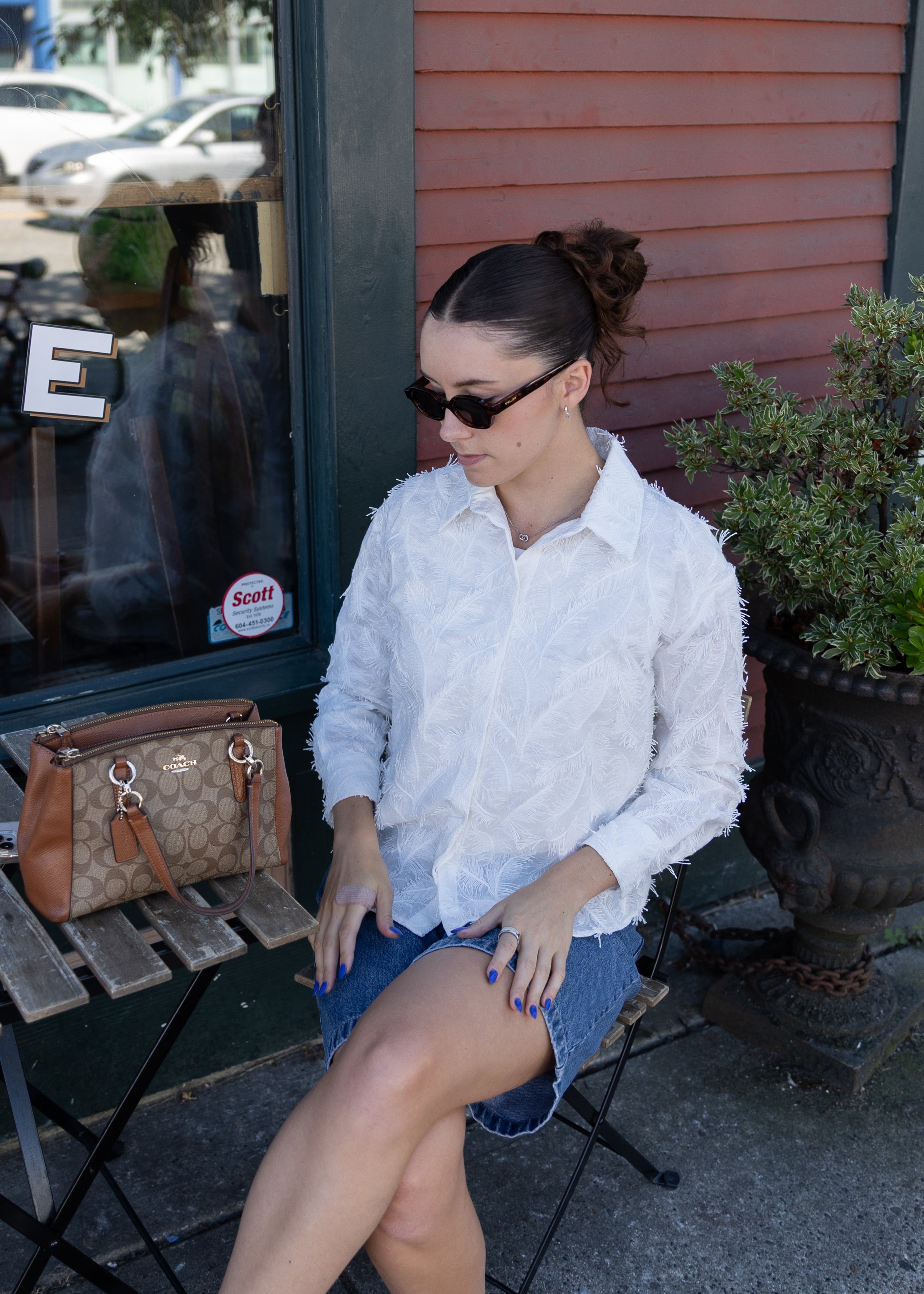 Feathery White Button-Up