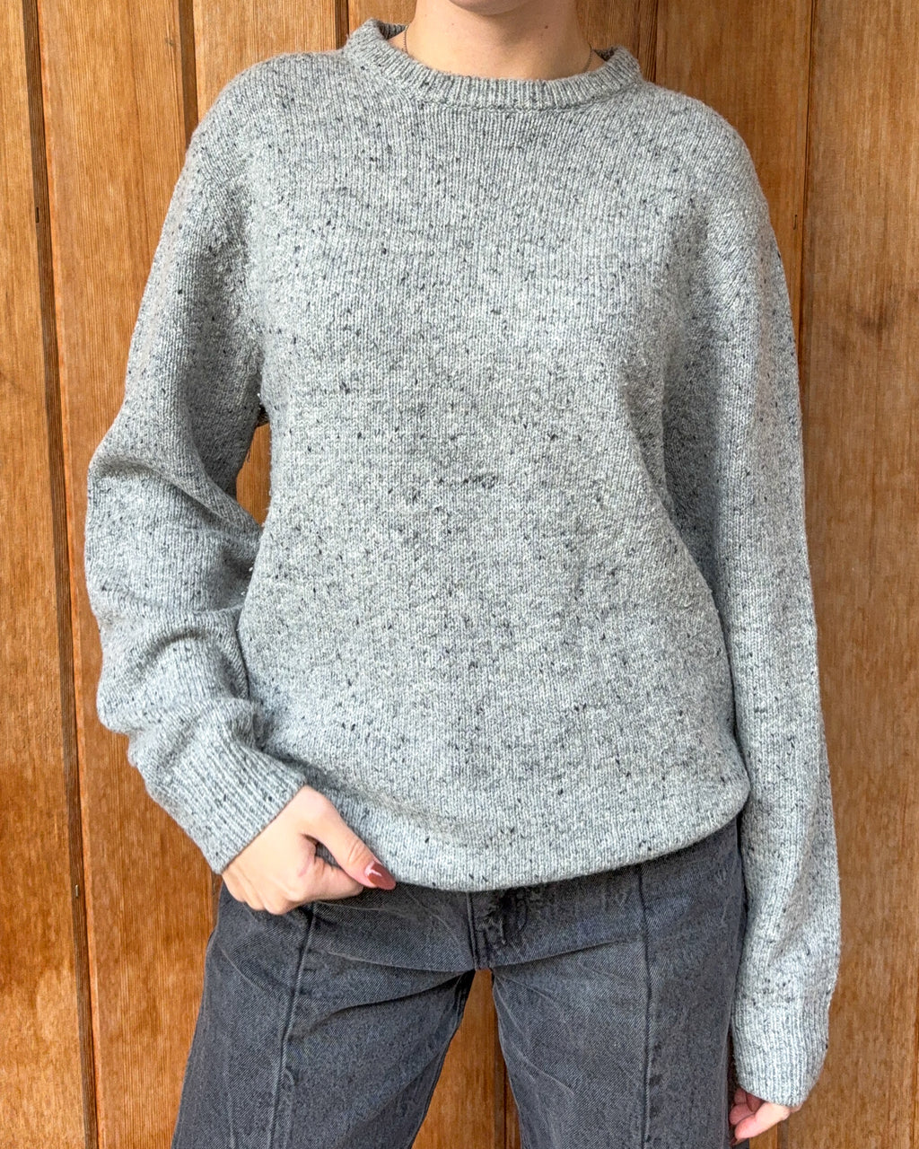 Elbow Patched Grey Knit Sweater