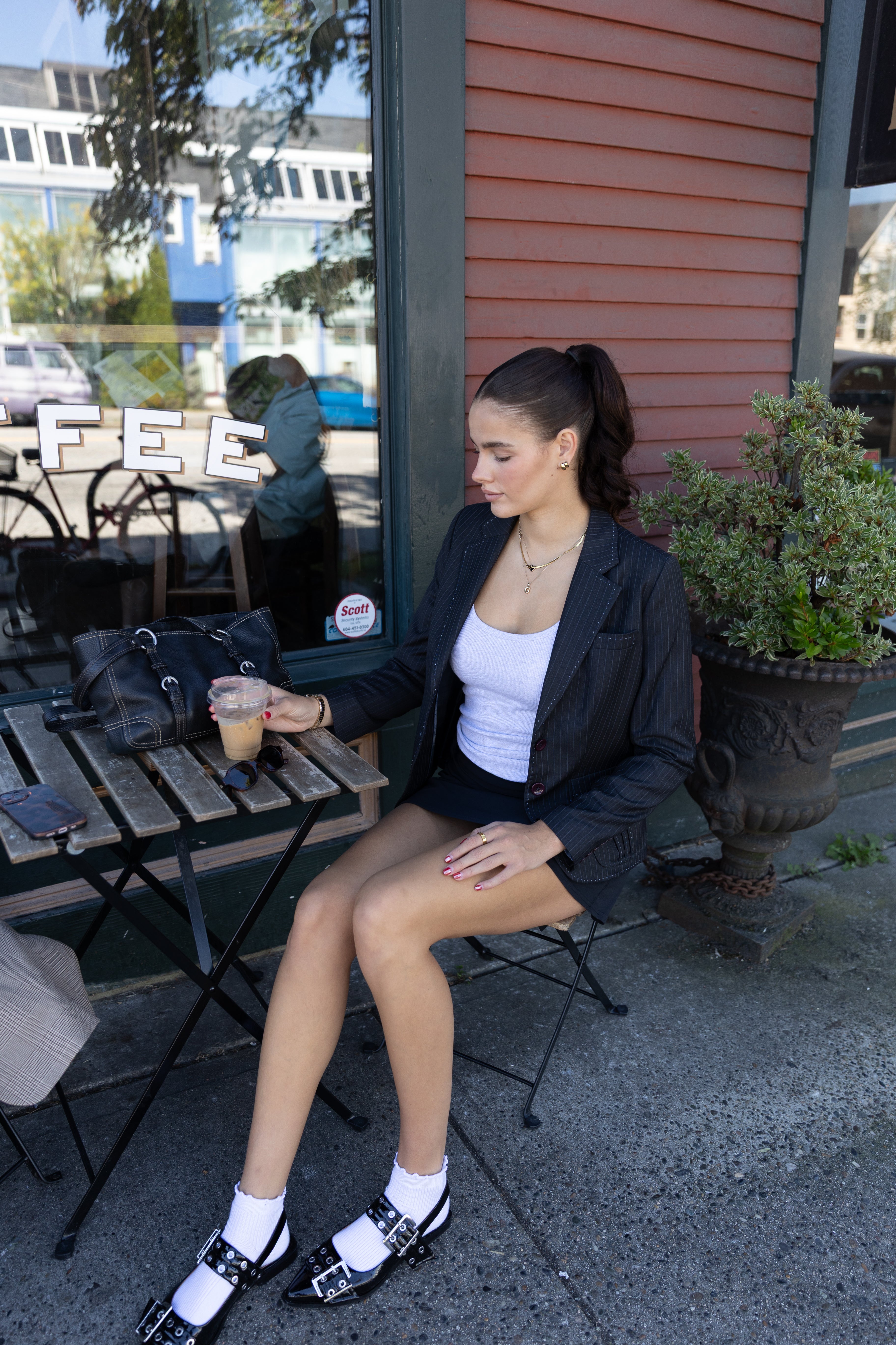 Dark Grey Exposed Stitch Blazer