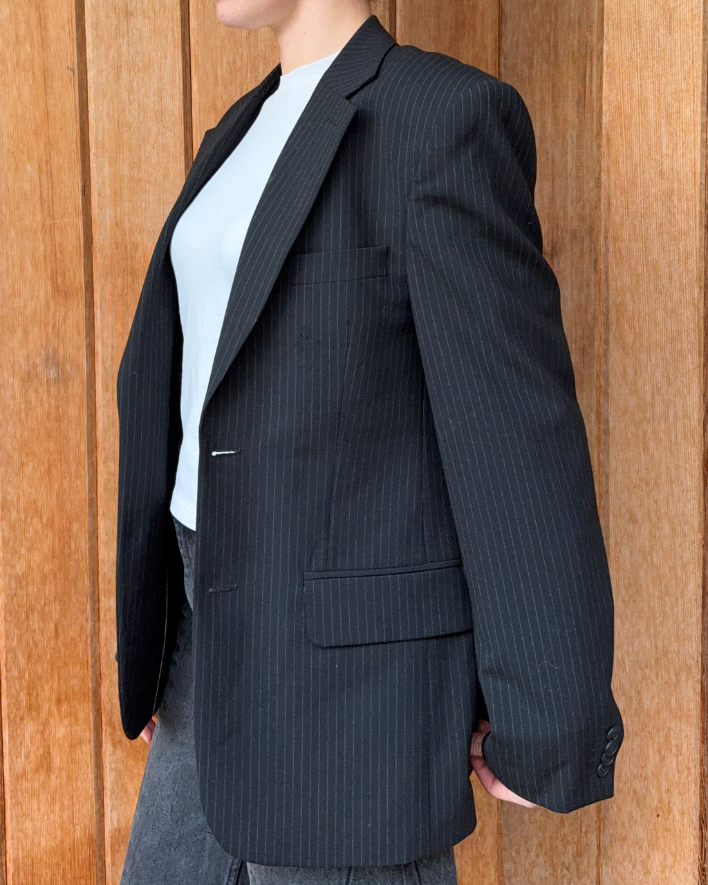 Black and Grey Striped Blazer