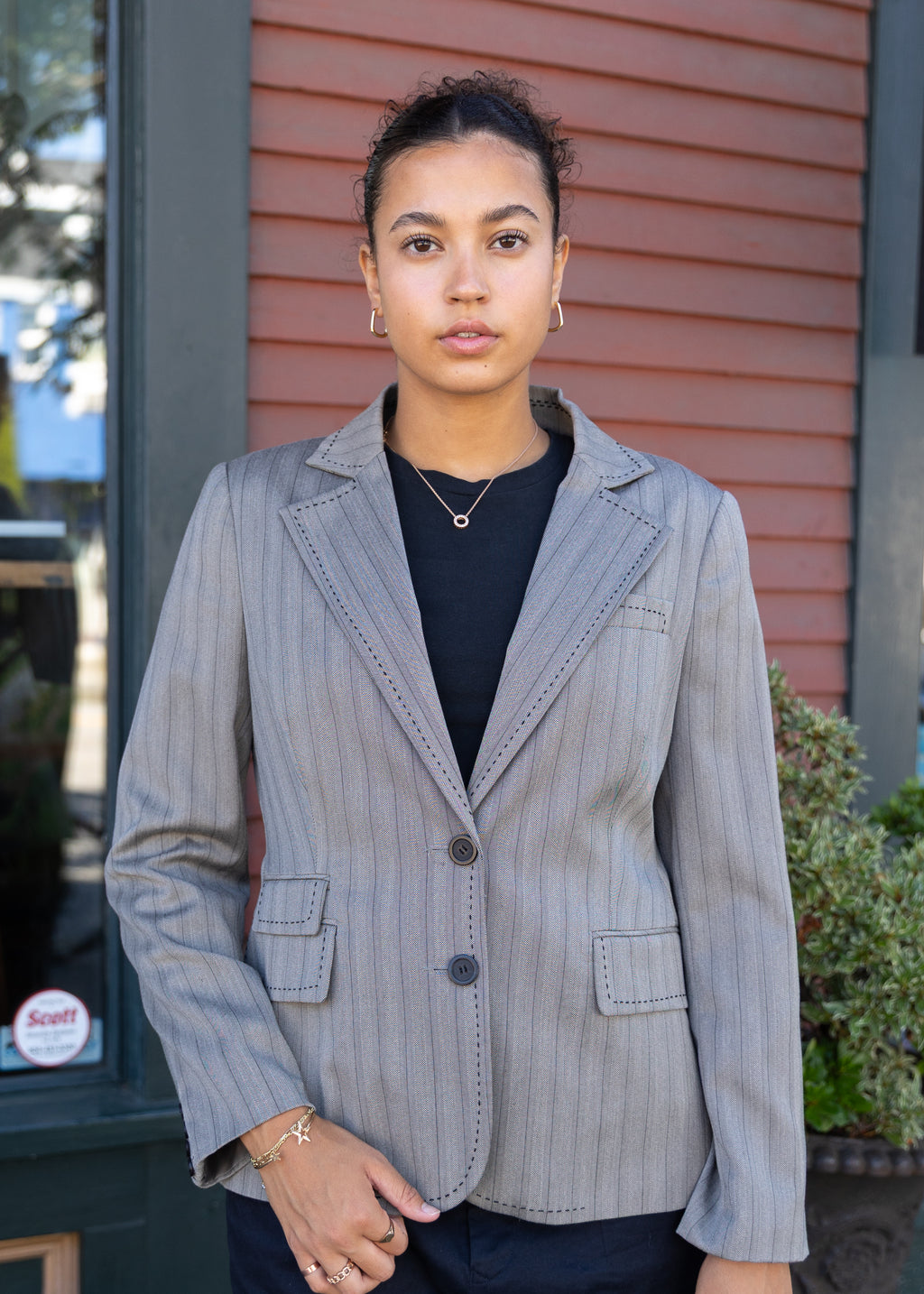 Grey Exposed Stitch Blazer