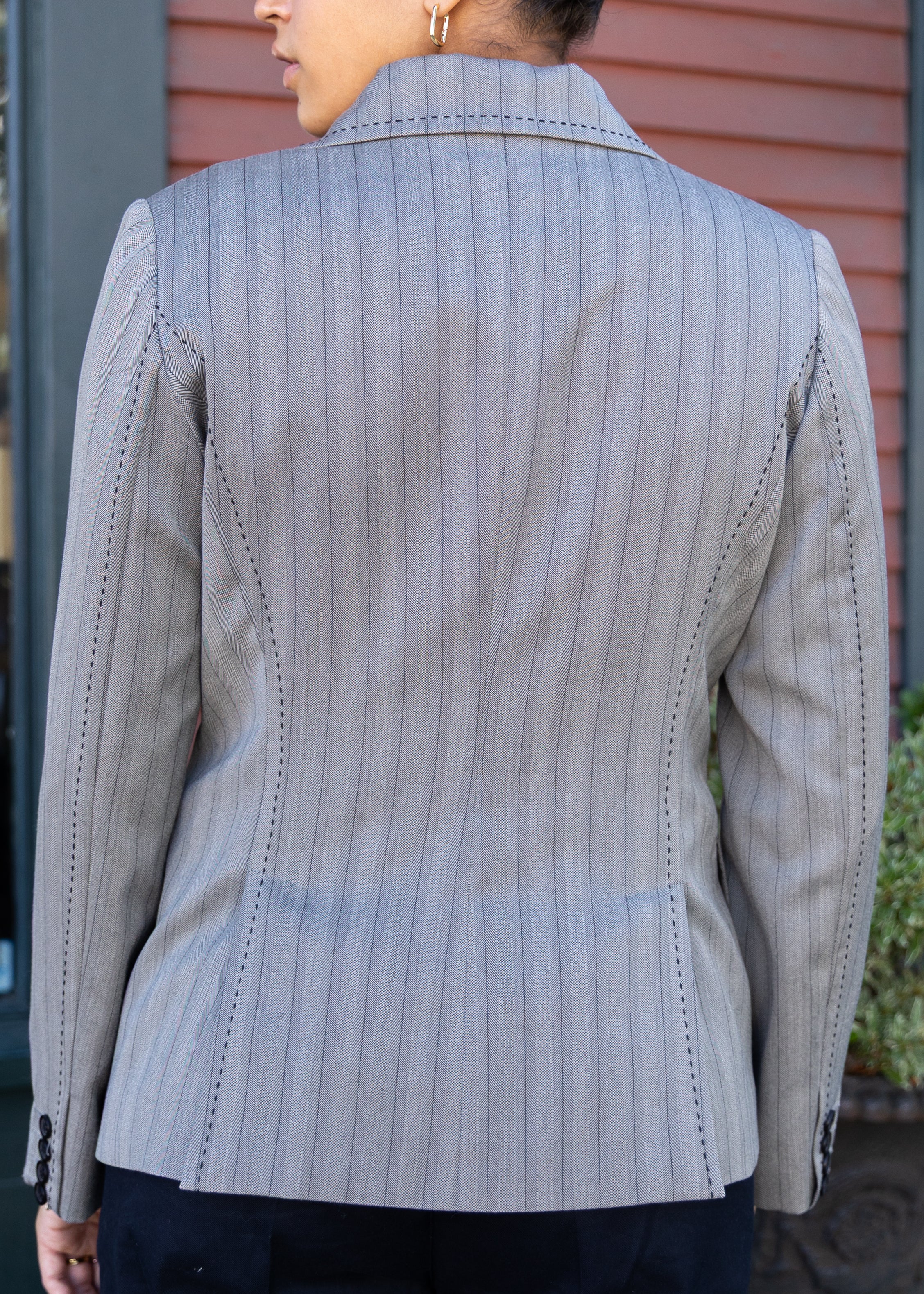 Grey Exposed Stitch Blazer