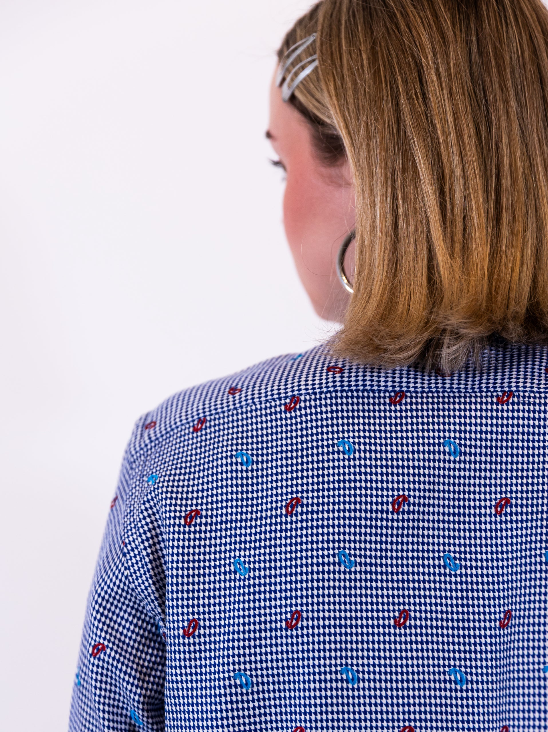 Checkered & Emblem Button Up