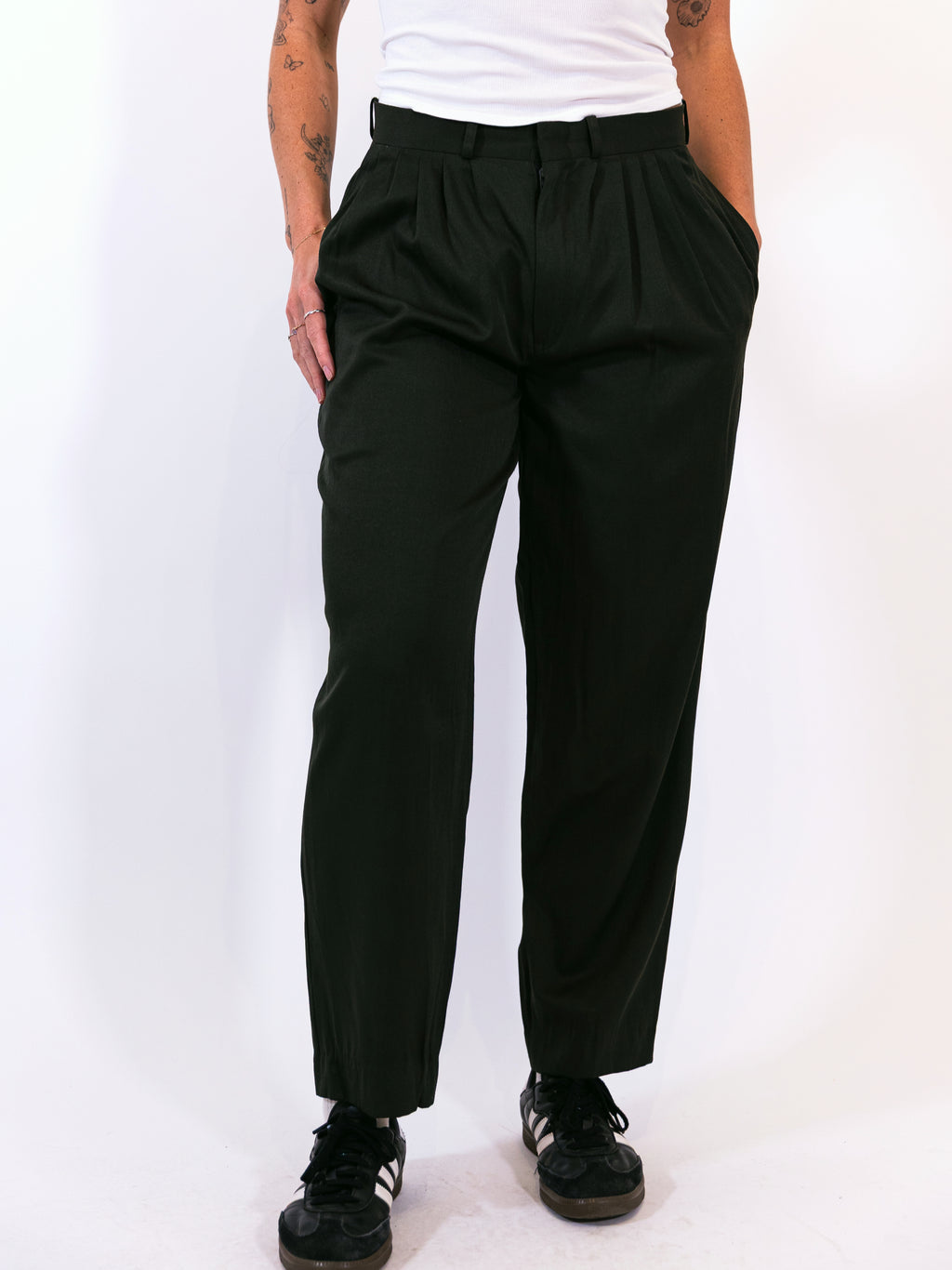 Green Tapered Dress Pants