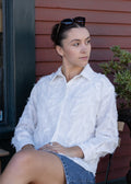 Feathery White Button-Up