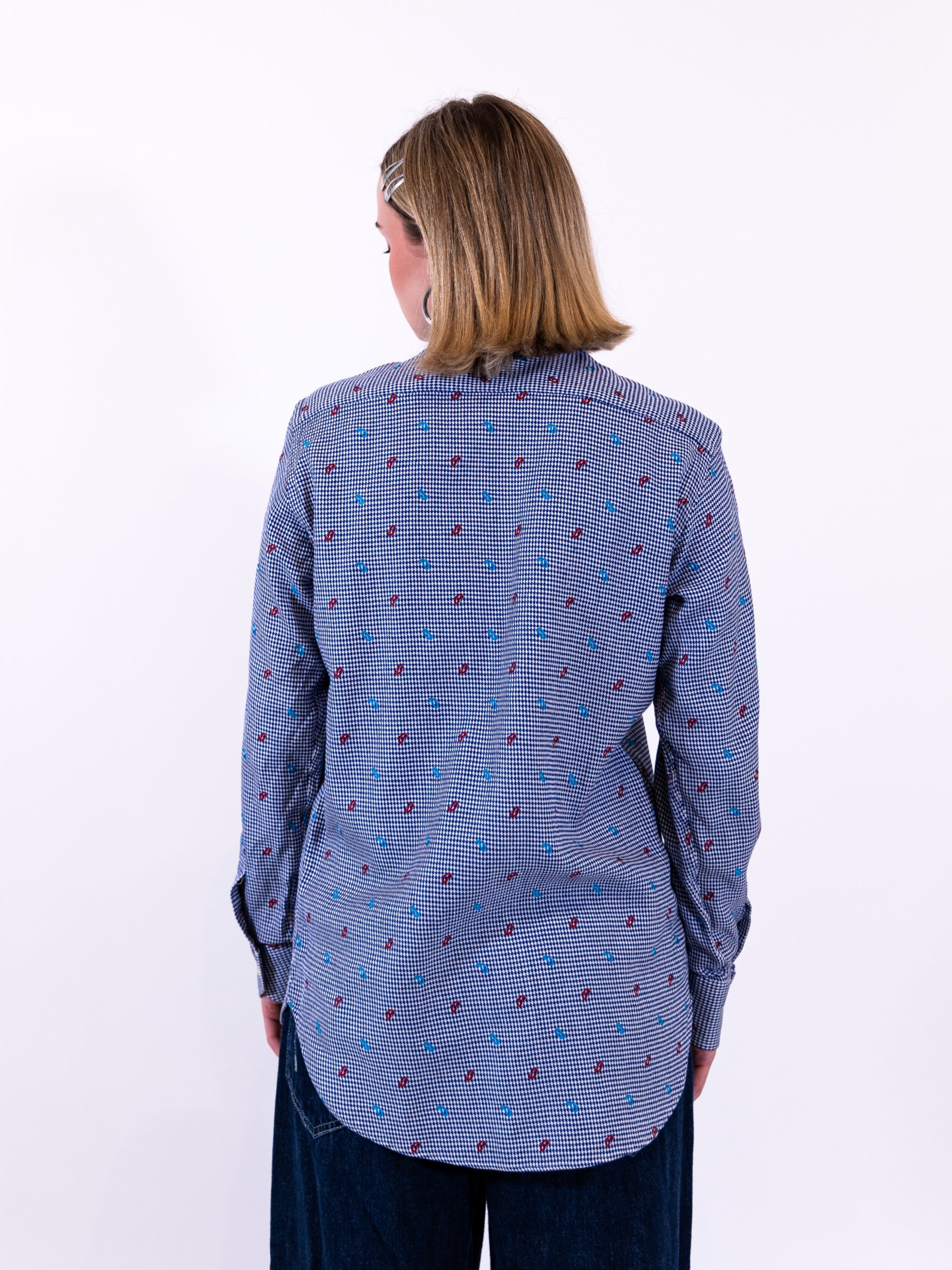 Checkered & Emblem Button Up